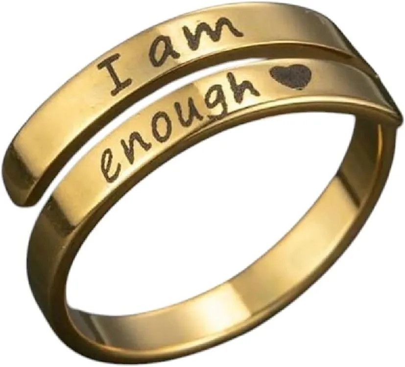 New 2025 Personality I Am Enough Rings Gold Silver Color Engrave Faith Blessed Hope Love Stainless Steel Jewelry For Women Jewelry With You Accessories Trendy Best For Gift