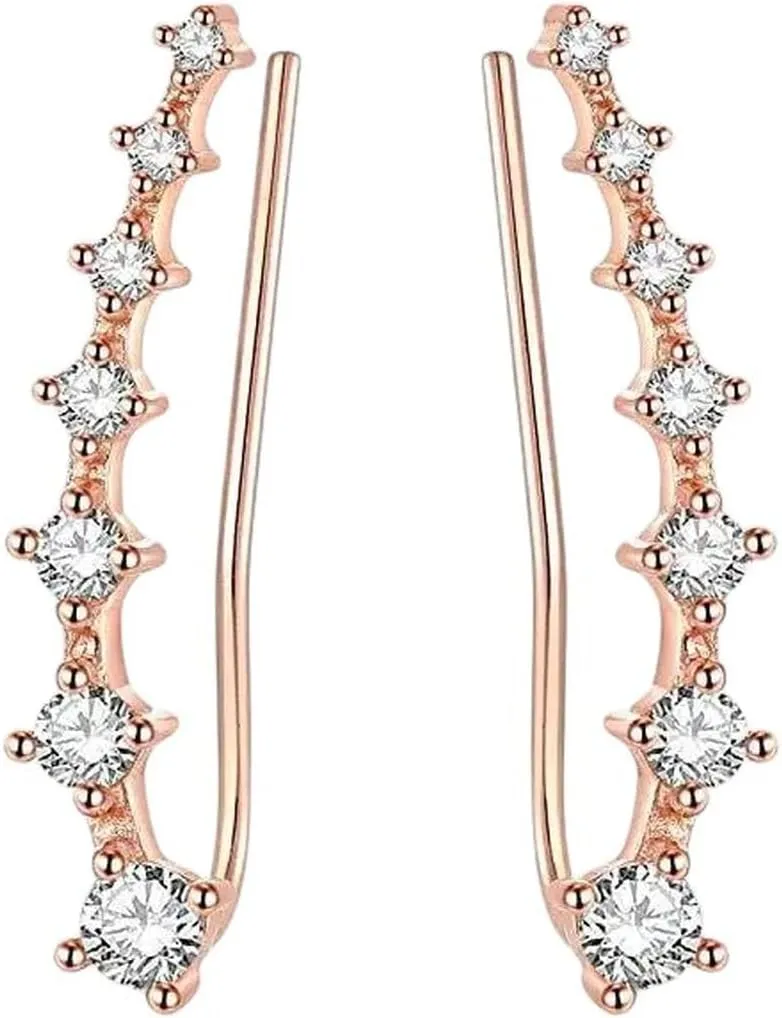 New 2025 Unisex 1 Pair Fashion 7 Color Crystals Cuff Earrings For Women Hers Cubic Zirconia Hypoallergenic Ear Cuffs Hoop Jewelry Findings Gift Trendy Accessories Creative For Women And Men