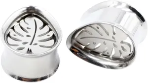 New 2026 2Pc Ear Tunnels Plugs Stainless Steel Water Drop Hollow Leaf Expanders Stretcher Gauges Earrings Piercing Body Jewelry Fashion Accessories Creative Gift