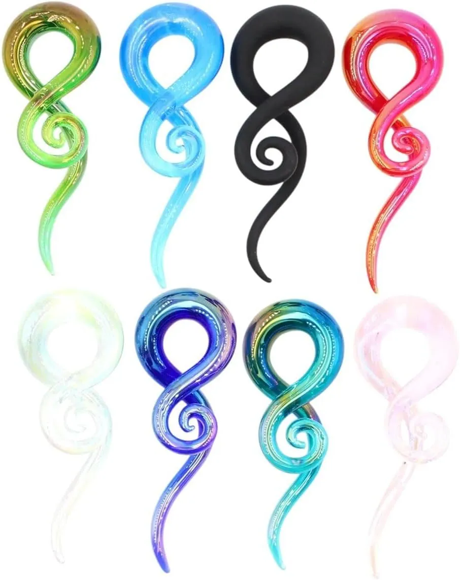 New 2026 Arrive Unisex 2Pcs Scrub Glass Ear Plugs Tunnel Spiral Taper Cartilage Earring Gauges Expander Stretcher Flesh Piercing Jewelry Fashion Trendy Accessories Creative Gift For Women And Men