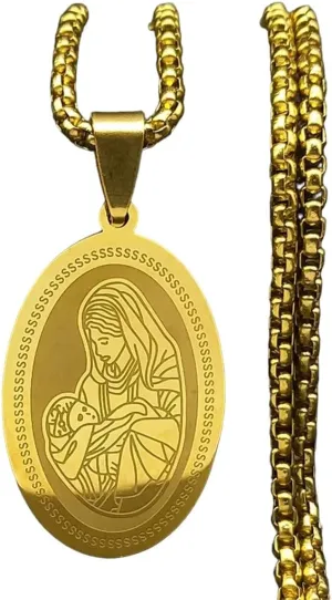New 2026 Unisex Catholic Virgin Mary Jesus Pendant Necklace For Men Women Stainless Steel Gold Color Religious Amulet Chain Decoration Jewelry Luxury With You Accessories Trendy For Women And Men