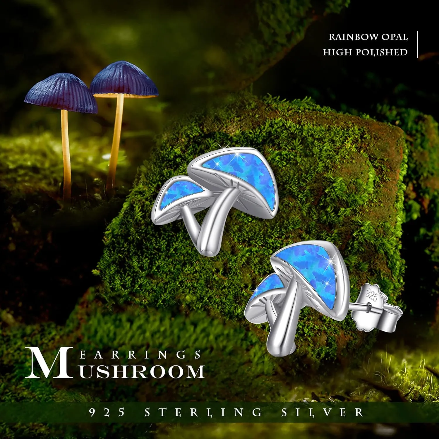OHAYOO Mushroom Earrings Hypoallergenic 925 Sterling Silver Mushroom Stud Earrings Cute Mushroom Jewelry Gifts For Women