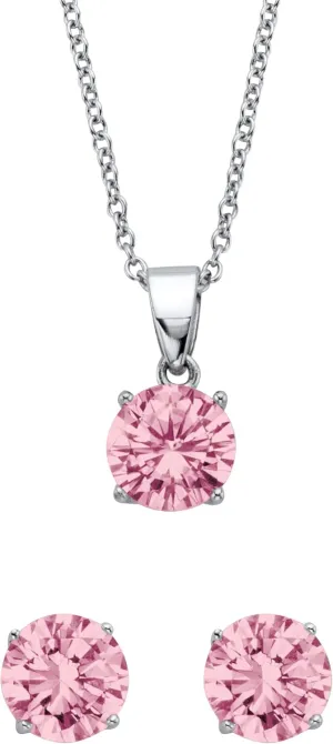 PalmBeach Platinum-Plated Sterling Silver Simulated Birthstone CZ Pendant and Earring Set, 18 inches plus 2 inch Month 6