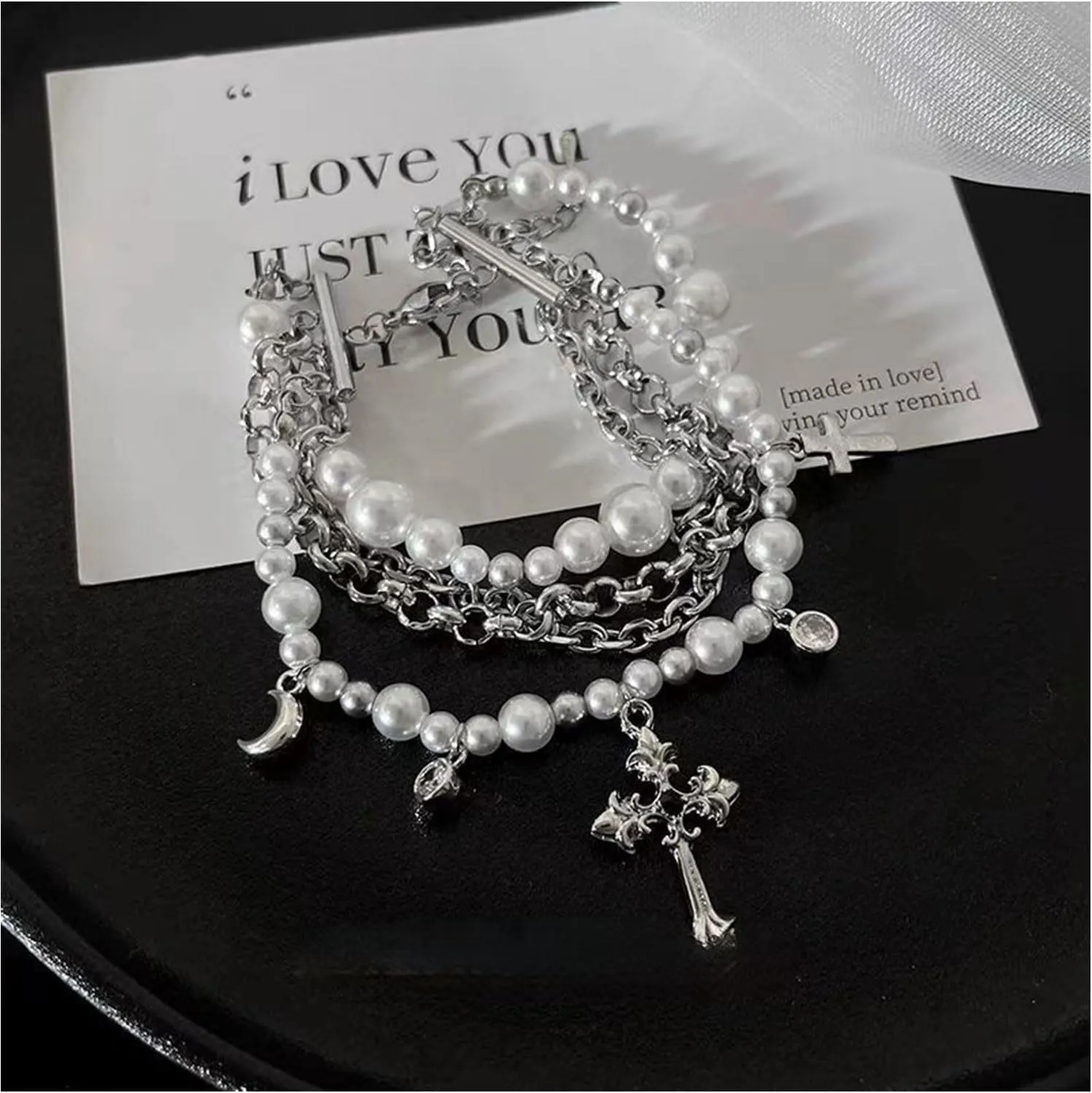 Pearl Bracelet for Women White Pearl Layered Bracelet Chunky Pearl Bracelet