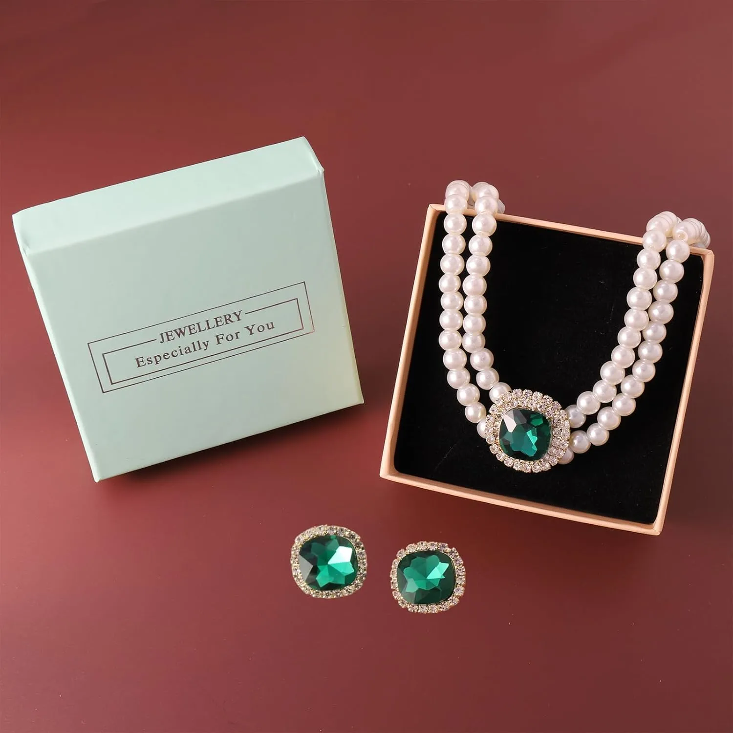 Pearl Jewelry Set for Women,Pearl Necklace and Earring Set for Women Anniversary Birthday Friendship Party Valentine Gif
