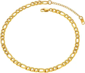 PROSTEEL 316L Stainless Steel Figaro Chain Necklace for Men, Black/18K Real Gold Plated, 4mm to 13mm, 14inch to 30inch, Come with Box