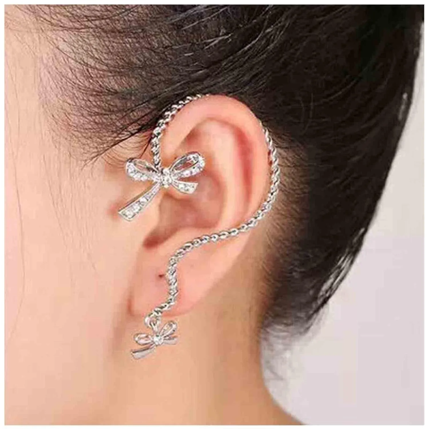 Punk Butterfly Cuff Earrings Silver Butterfly Ear Climber Earrings Animal Cartilage Ear Crawler Earrings Gothic Clip on Wrap Earrings Jewelry for Women and Girls