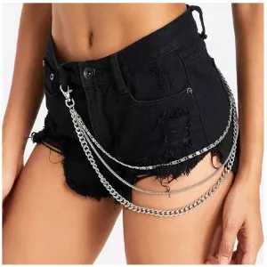 Punk Layered Pants Chain Silver Jeans Trousers Chain Multi Layer Wallet Pocket Chain Unisex Hip Hop Pants Chain Body Jewelry for Women and Men Gifts