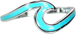 Pura Vida Silver or Gold Enamel Wave Ring - Brass Base Band - Rhodium Plating, Sizes 5-9