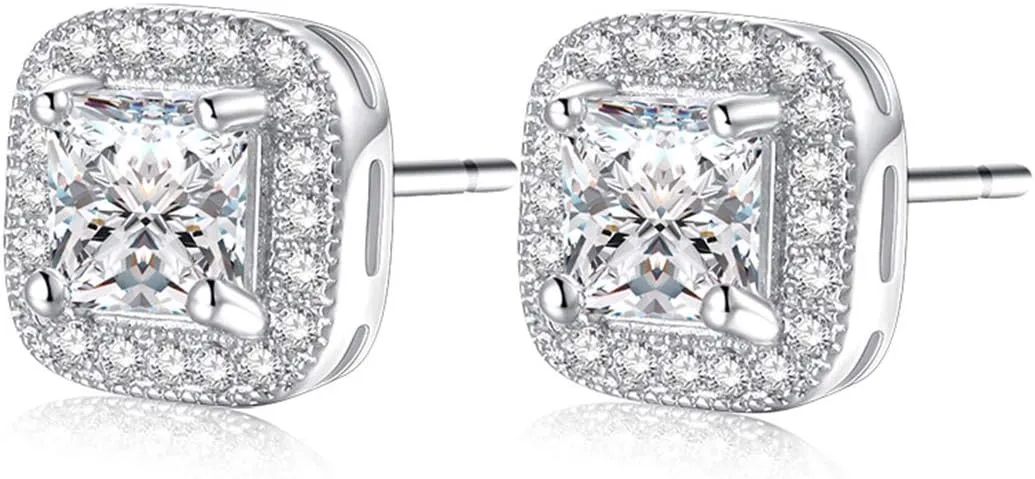 "Forever Love"18k Gold Plated Womens Cubic Zirconia Stud Earrings Crystal Wedding Jewellery