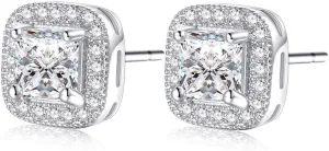 "Forever Love"18k Gold Plated Womens Cubic Zirconia Stud Earrings Crystal Wedding Jewellery