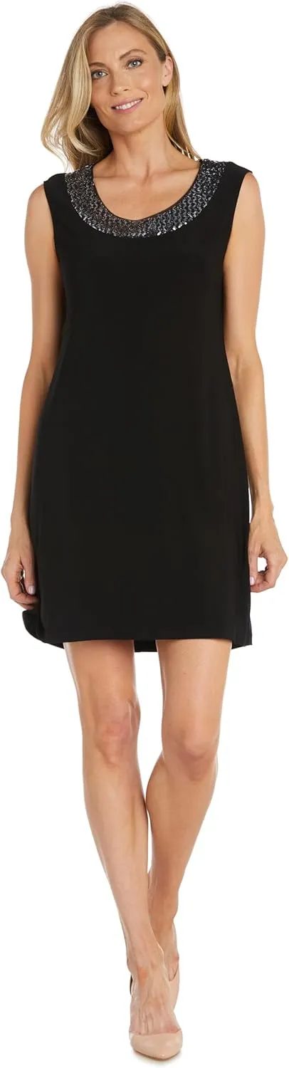 R&M Richards Womens Plus Embellished Knee Length Midi Dress