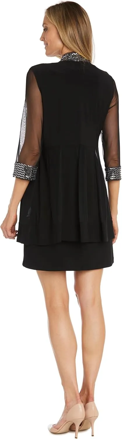 R&M Richards Womens Plus Embellished Knee Length Midi Dress