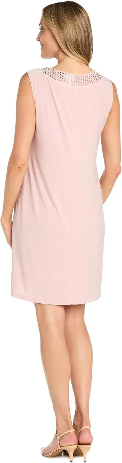 R&M Richards Womens Plus Embellished Knee Length Midi Dress