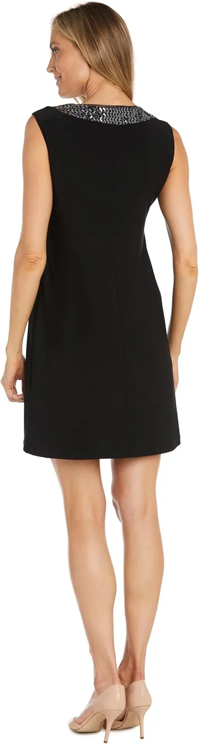 R&M Richards Womens Plus Embellished Knee Length Midi Dress