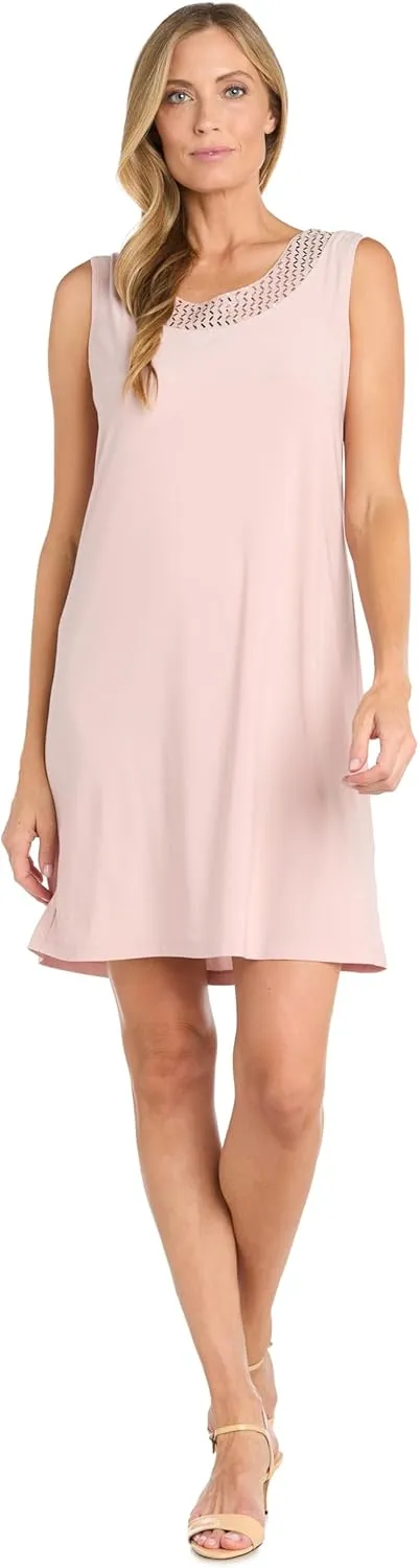 R&M Richards Womens Plus Embellished Knee Length Midi Dress