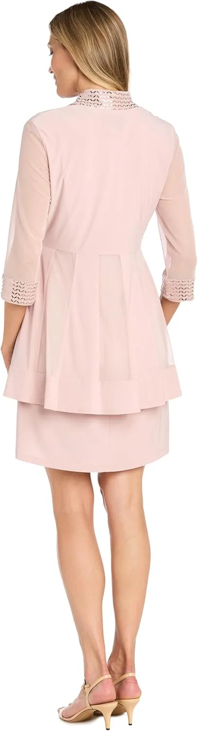 R&M Richards Womens Plus Embellished Knee Length Midi Dress
