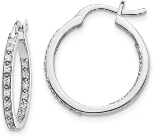 Real 14k White Gold Diamond Inside Out Hoop Earrings 18mm (.32 cttw.)