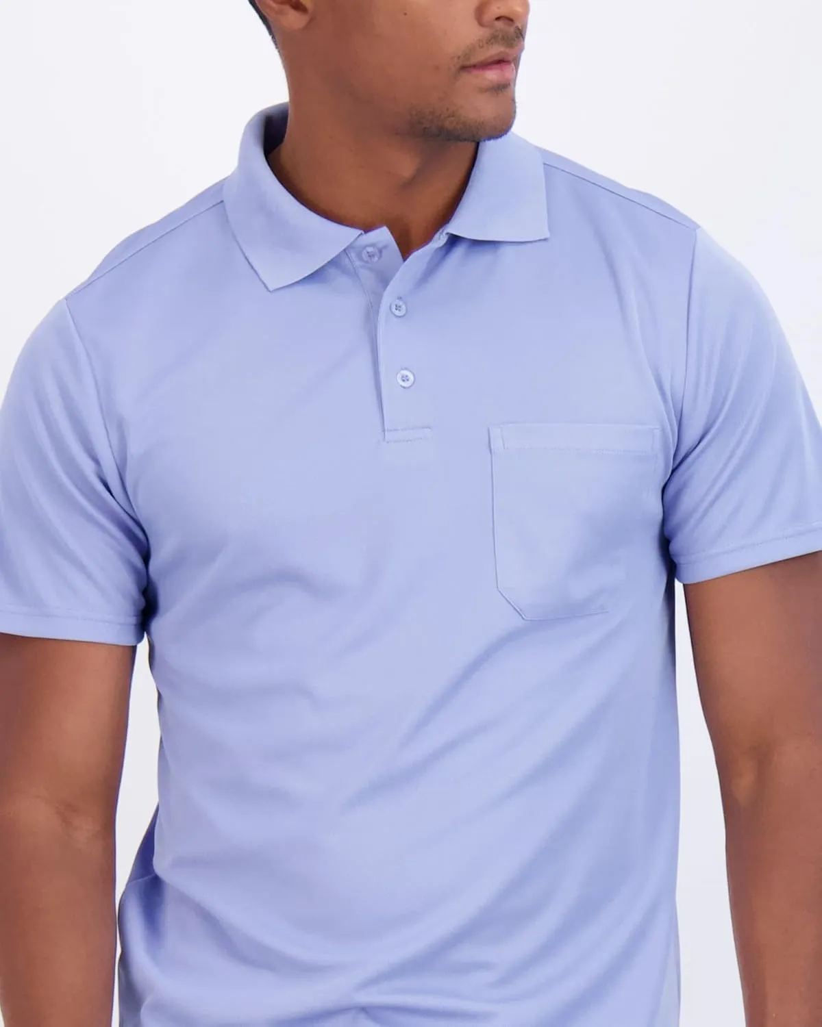 Real Essentials 3 Pack: Mens Short Sleeve Dry-Fit Collared Polo Shirt with Pocket - Active Casual (Available Big & Tall)