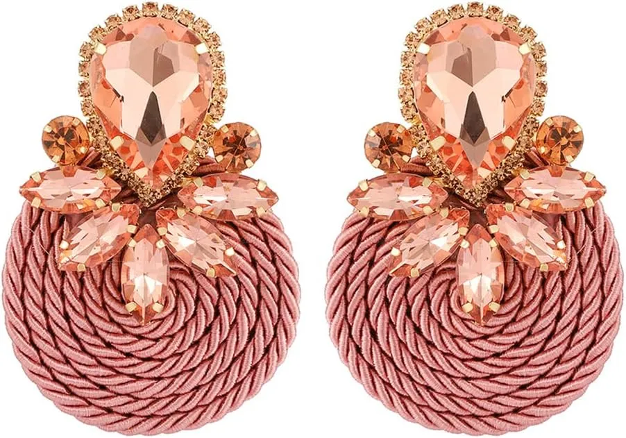 Rhinestone Teardrop Statement Earrings Fancy Costume Earrings Cluster Crystal Chandelier Drop Dangle Earrings for Women Girls Wedding