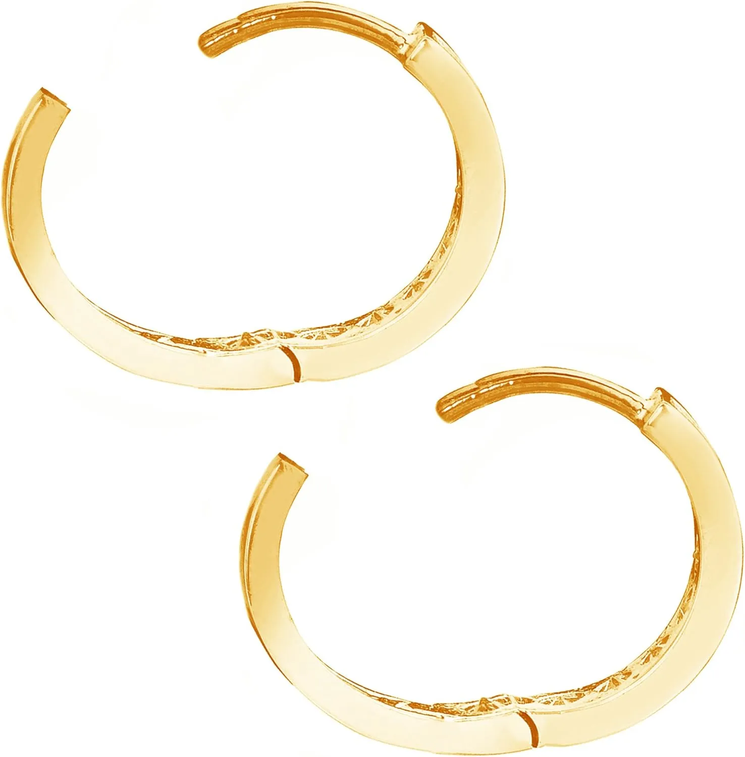 Ritastephens 14K Solid Gold Mini or Small Huggie Hoops Cubic Zirconia Channel-set Earrings (10mm, 11mm)
