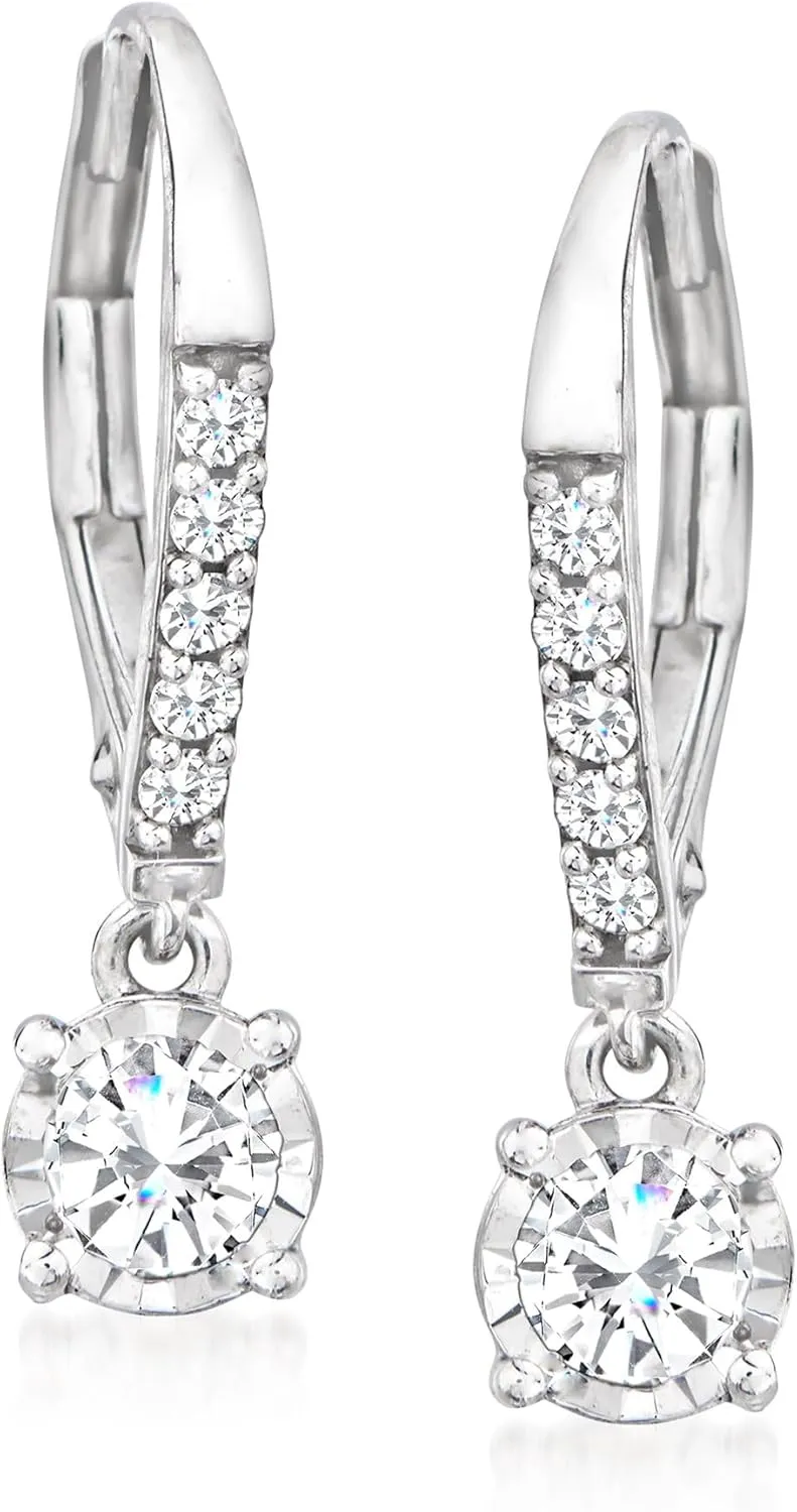 Ross-Simons 0.50 ct. t.w. Diamond Drop Earrings in 14kt White Gold