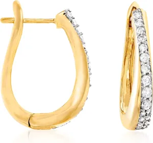 Ross-Simons 0.50 ct. t.w. Diamond Hoop Earrings in 18kt Gold Over Sterling