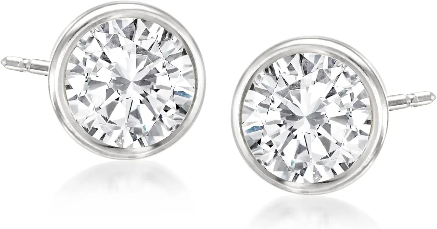 Ross-Simons 1.00 ct. t.w. Bezel-Set Diamond Stud Earrings in 14kt White Gold