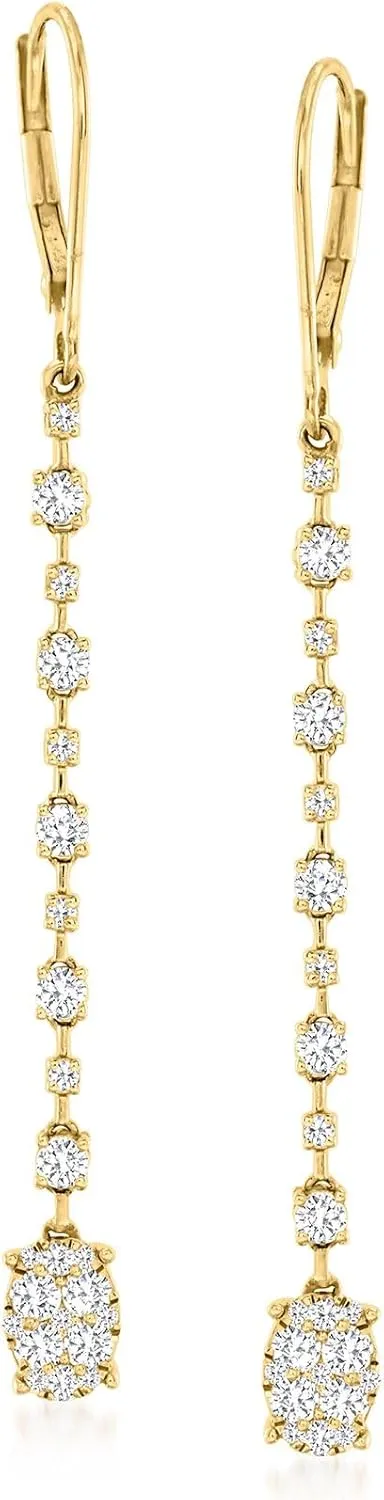 Ross-Simons 1.00 ct. t.w. Diamond Linear Drop Earrings in 14kt Yellow Gold