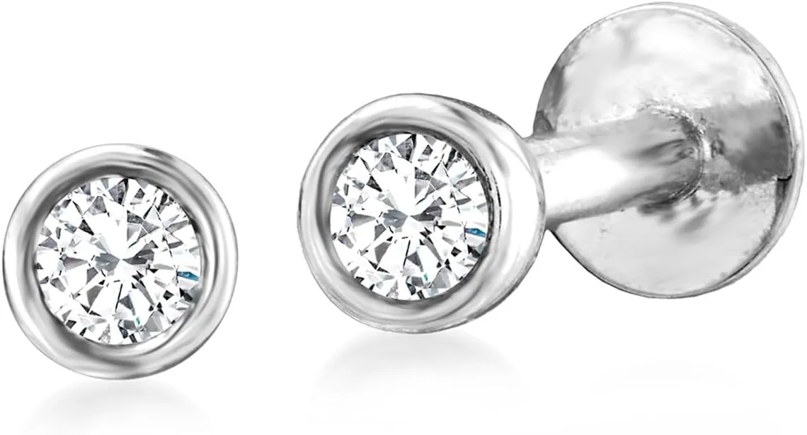 RS Pure by Ross-Simons 0.10 ct. t.w. Bezel-Set Diamond Flat-Back Stud Earrings in Sterling Silver