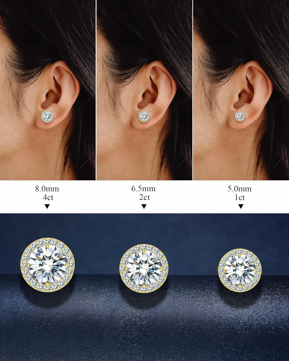 S925 Sterling Silver Moissanite Diamond Stud Earrings For Women Men, 0.5ct- 2ct D Color Vvs1 Clarity Moissanite Stud Earrings For Men Women Hypoallergenic, Womens Cartilage Piercing Jewelry Aretes