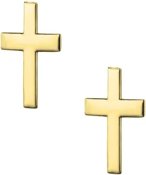 Savlano 925 Sterling Silver Cross Stud Earrings -18K Gold Plated Religious Small Stud Earrings for Women & Men Comes with Gift Box - Made in Italy