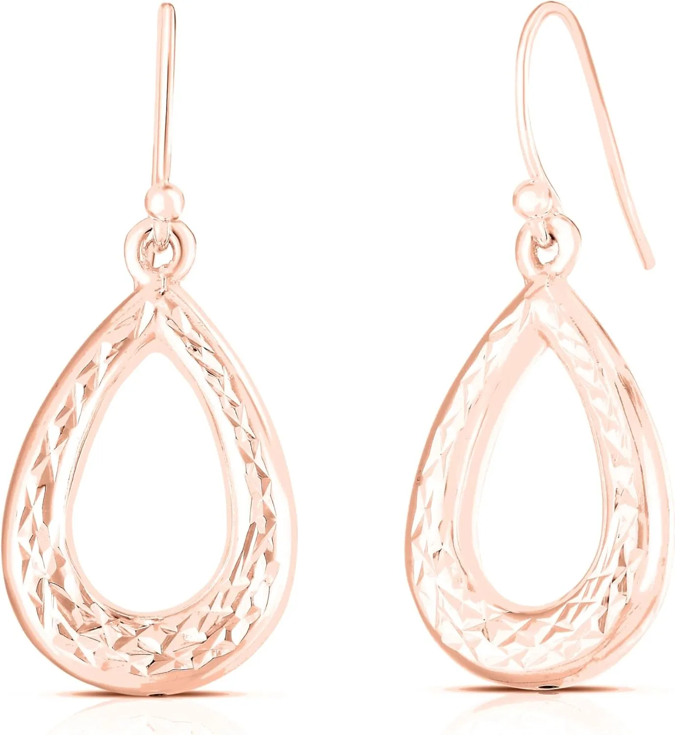 Savlano 925 Sterling Silver Diamond Cut Tear Drop Earrings - 18K Gold Plated Earrings for Women Comes with a Gift Box - Made in Italy