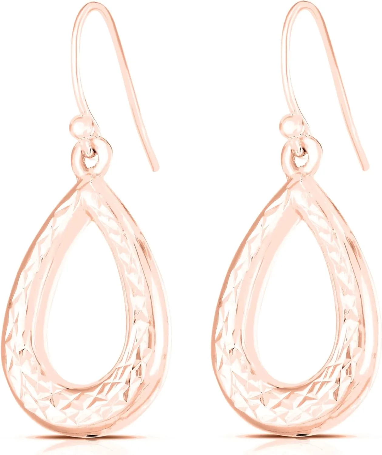 Savlano 925 Sterling Silver Diamond Cut Tear Drop Earrings - 18K Gold Plated Earrings for Women Comes with a Gift Box - Made in Italy