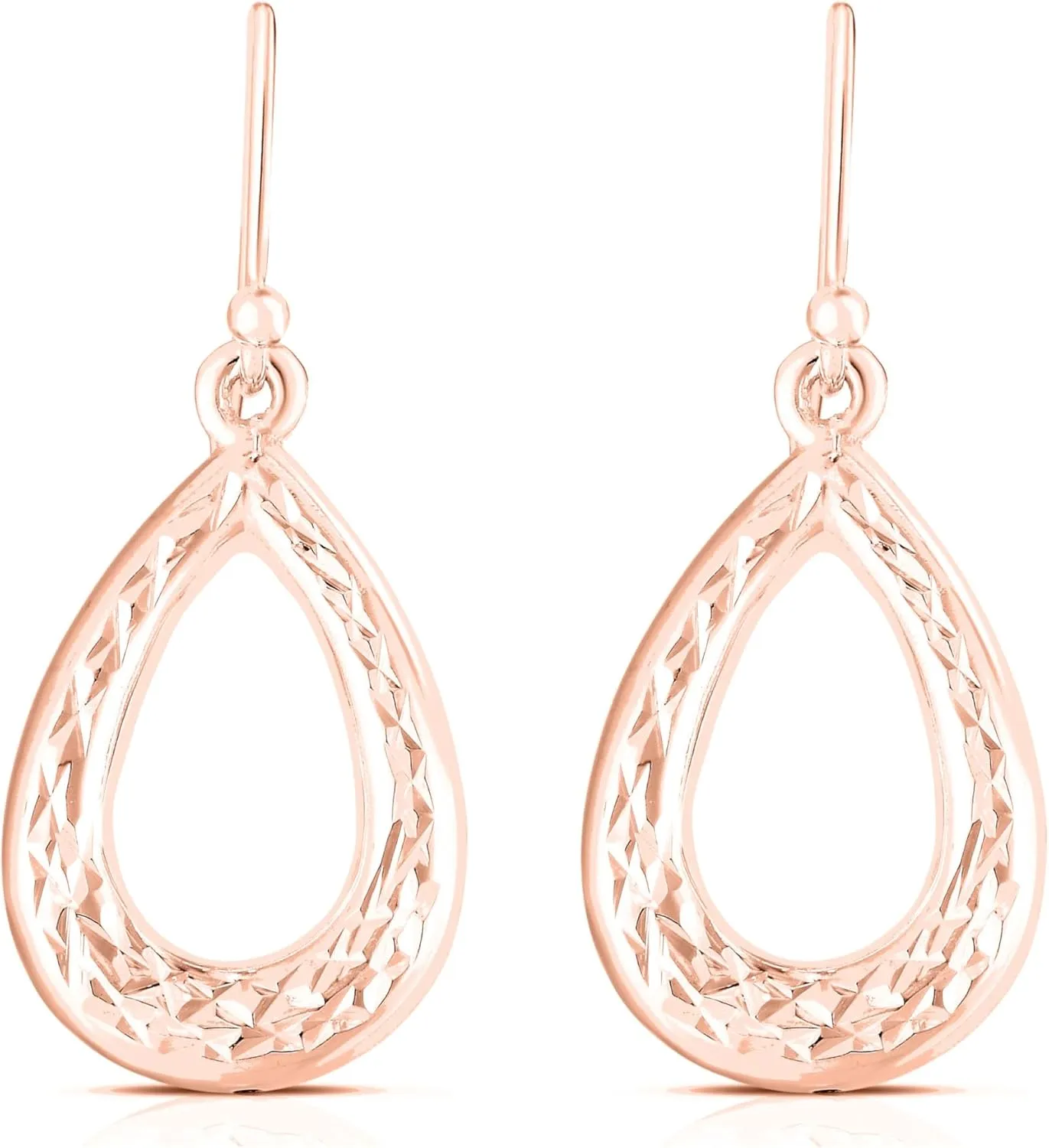 Savlano 925 Sterling Silver Diamond Cut Tear Drop Earrings - 18K Gold Plated Earrings for Women Comes with a Gift Box - Made in Italy