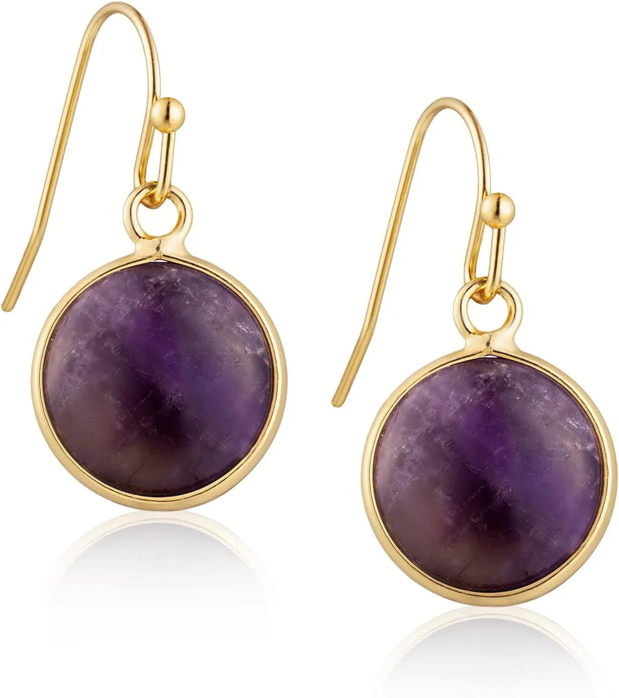 SELOVO Round Crystal Stone Huggie Earrings Fishhook Drop Earrings Gold Tone