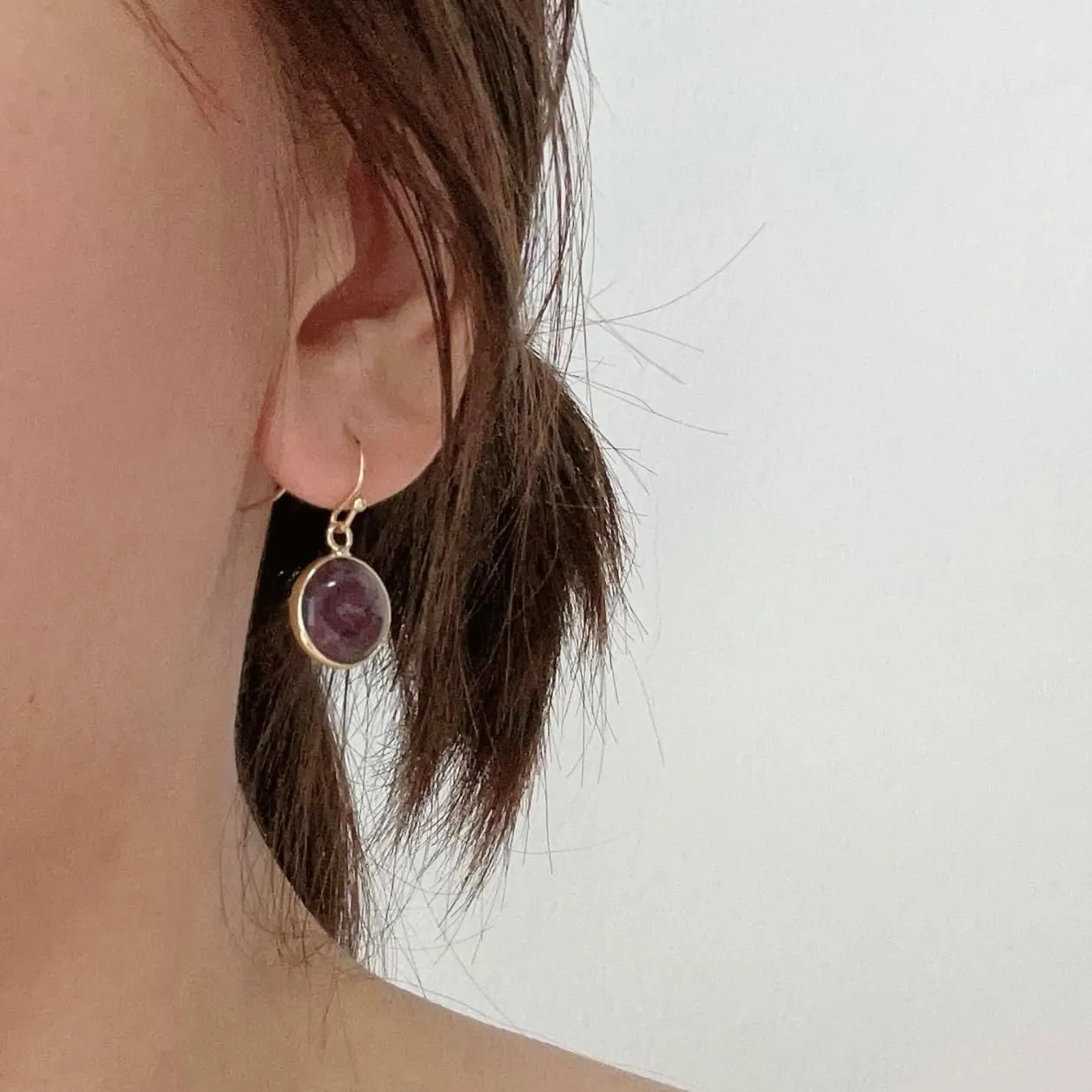 SELOVO Round Crystal Stone Huggie Earrings Fishhook Drop Earrings Gold Tone