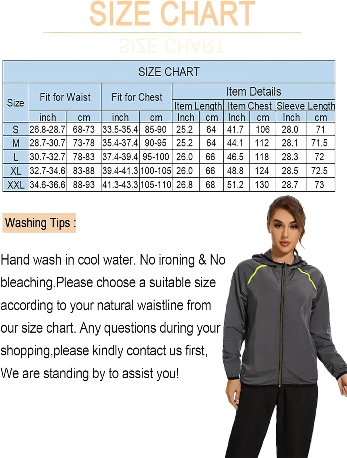 SEXYWG Women Rain Jacket with Hood Zipper Rain Coat Long Sleeves Raincoat Stylish Rain Suit Top Outdoor Travel Coat