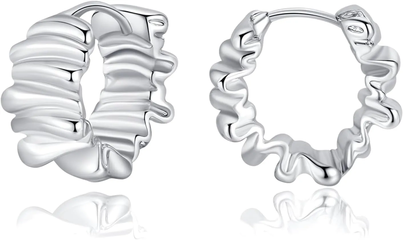Silver Hoop Earrings For Women Chunky Hoop Earrings Huggie Trendy White Gold Plated Hoop Earrings Jewelry