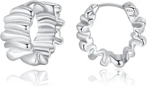 Silver Hoop Earrings For Women Chunky Hoop Earrings Huggie Trendy White Gold Plated Hoop Earrings Jewelry