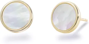 S.Leaf Shell Earrings Mother of Pearl Earrings Silver Stud Earrings for Women Hypoallergenic Earrings Round Disc Stud Earrings for Women