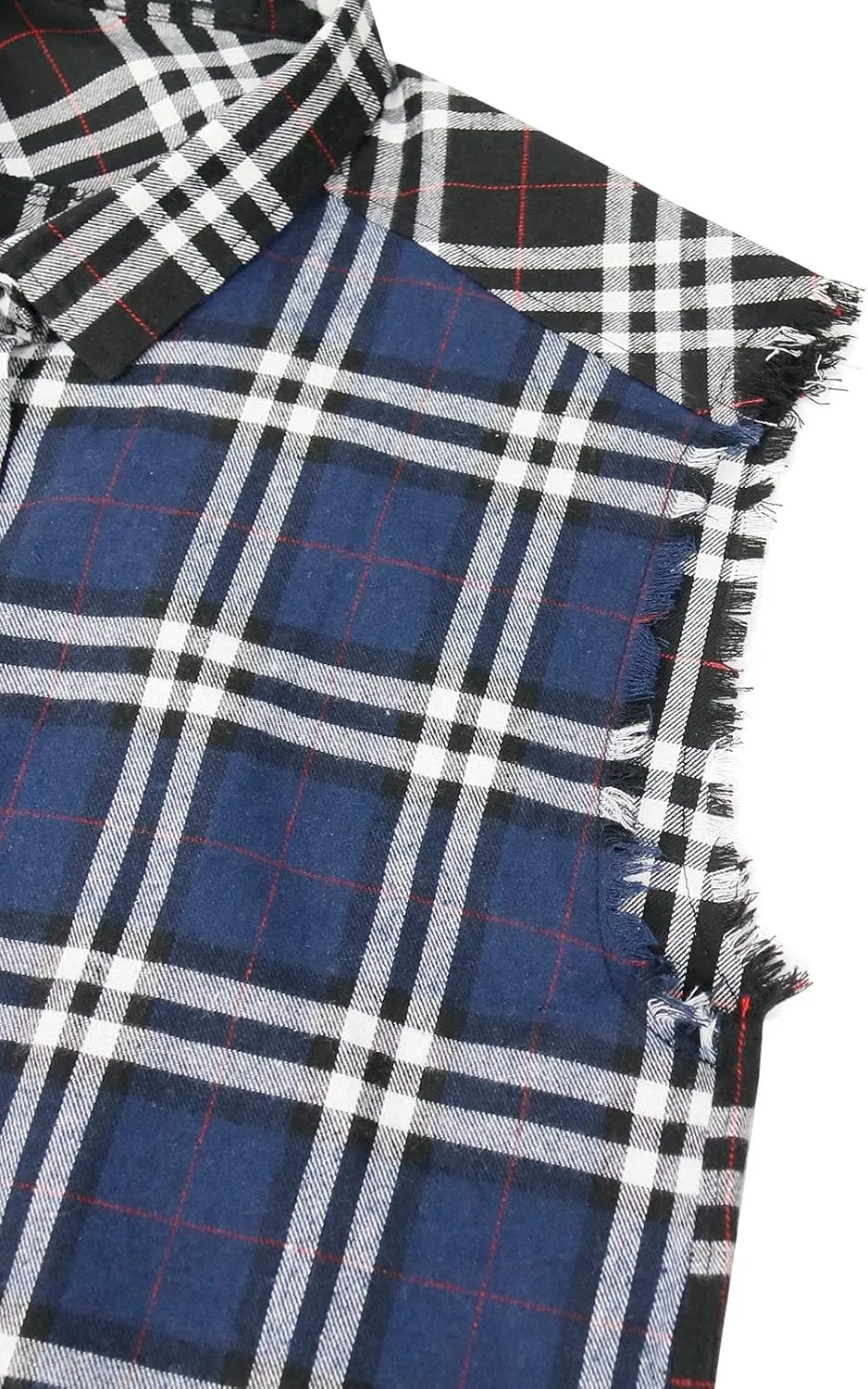 Sleeveless Plaid Front Shirt for Men,Cowboy Button Down Shirts