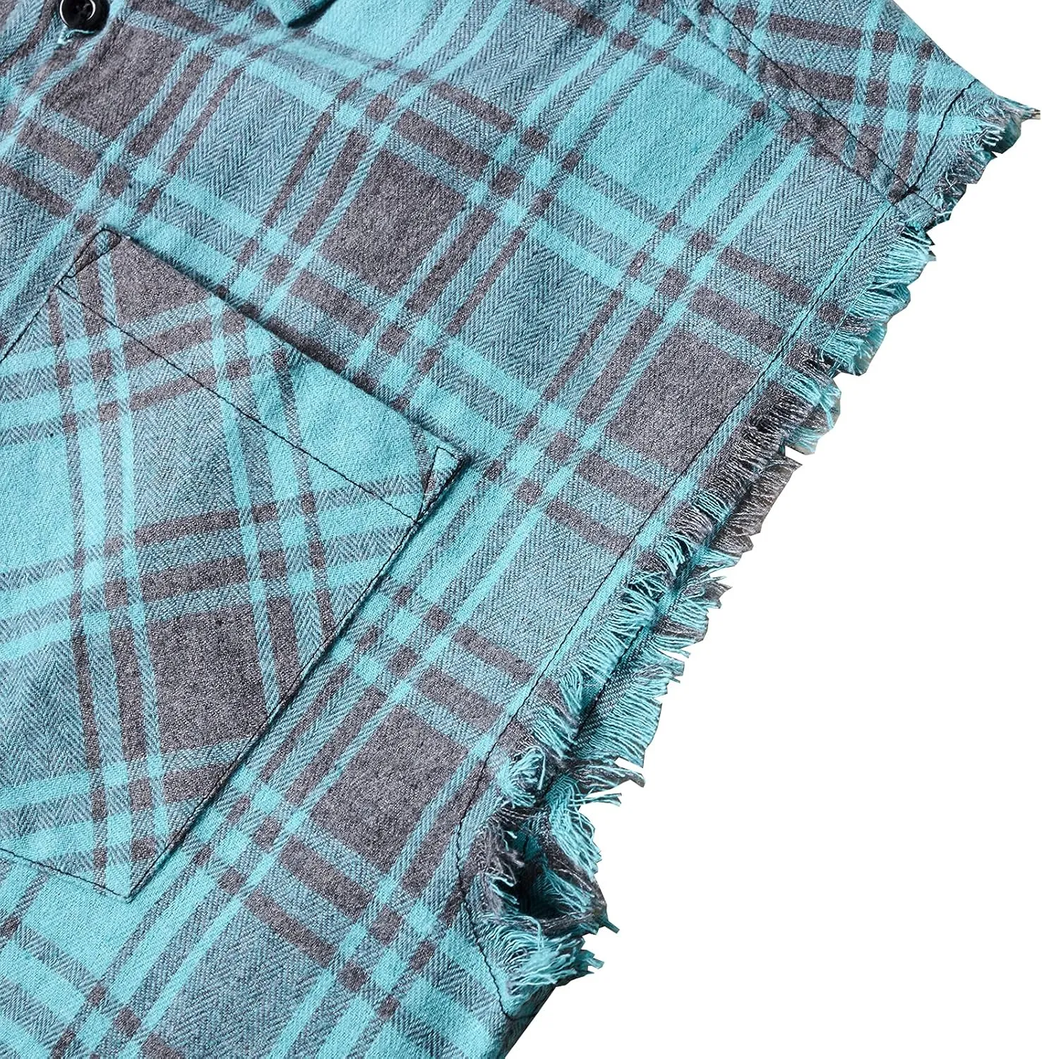 Sleeveless Plaid Front Shirt for Men,Cowboy Button Down Shirts