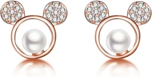 SLUYNZ Solid 925 Sterling Silver Sparkling CZ Mouse Studs Earrings for Women Teens Cute Mouse Earrings