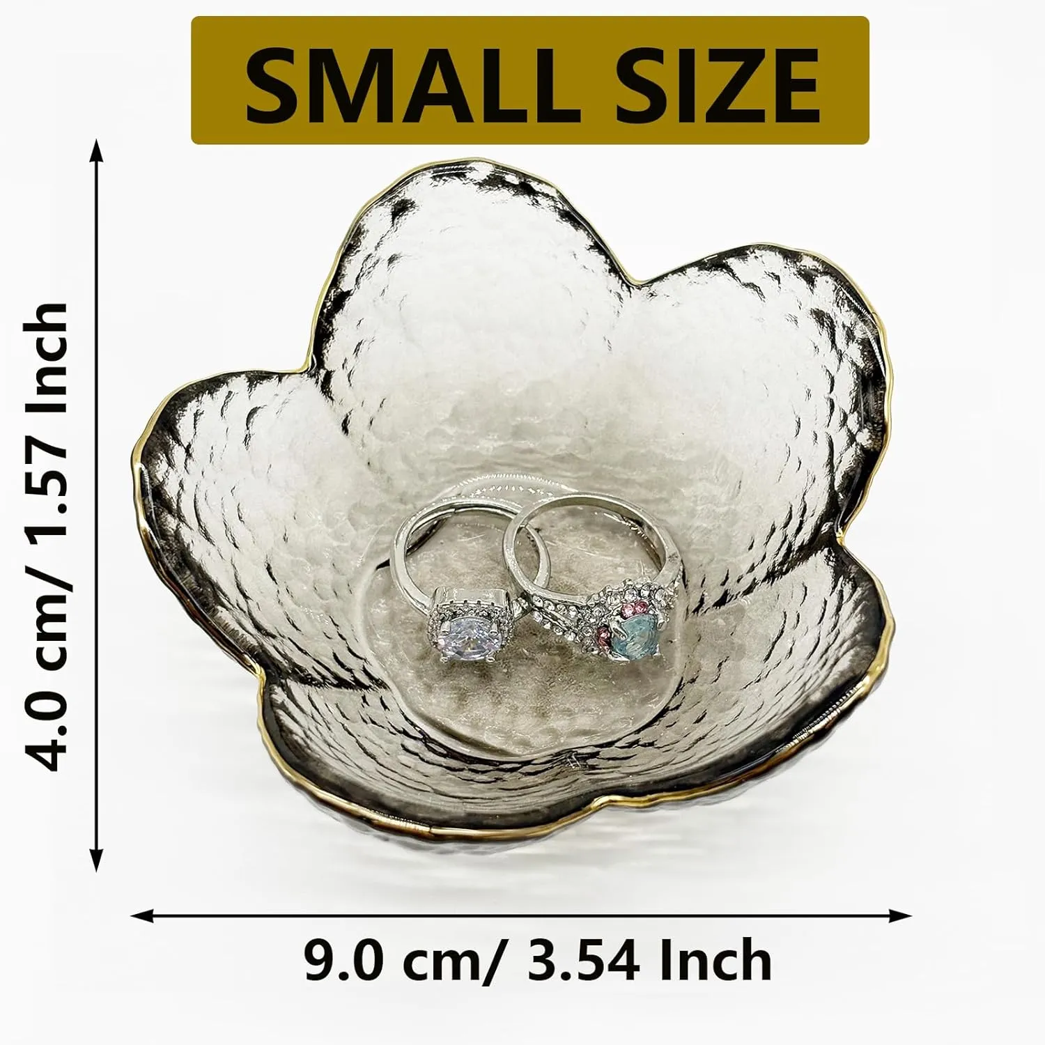 Small Jewelry Dish Tray for Women, Glass Jewelry Tray Trinket Dish, Flower Ring Dish Engagement Gift, Crystal Ring Holder Dish, Vanity Jewelry Plate Dish, Jewelry Bowl for Rings, Earrings