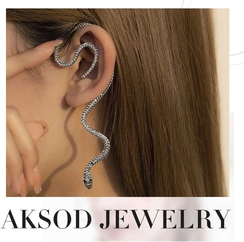 Snake Ear Clip Non Piercinng Earrings Fake Cartilage Clip on Open Wrap Hoop Fashion Vintage Earrings Jewelry for Women and 1Pcs