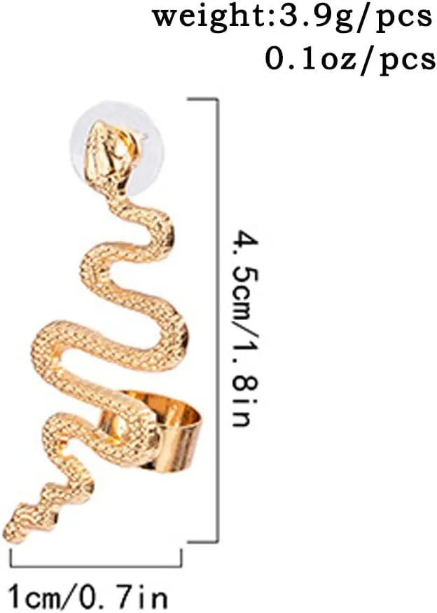 Snake Ear Clip Non Piercinng Earrings Fake Cartilage Clip on Open Wrap Hoop Fashion Vintage Earrings Jewelry for Women and 1Pcs