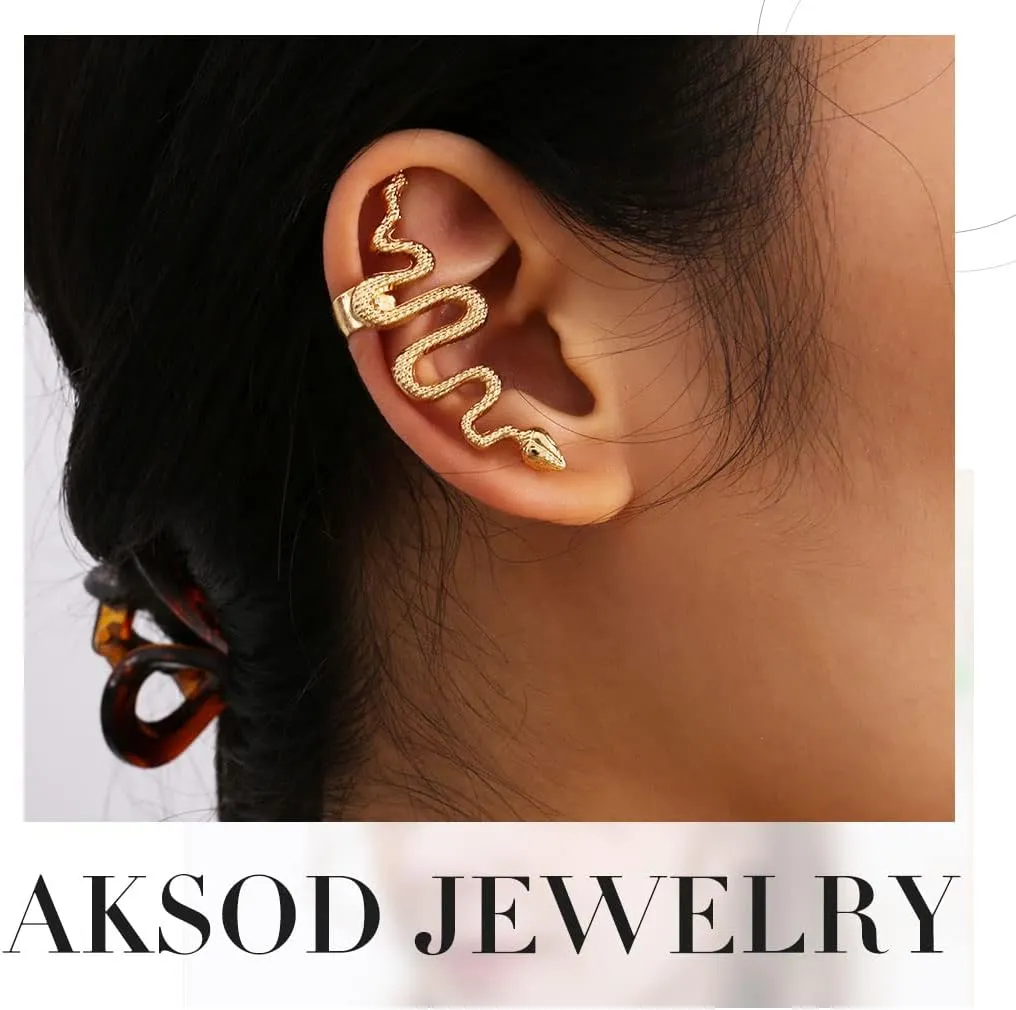 Snake Ear Clip Non Piercinng Earrings Fake Cartilage Clip on Open Wrap Hoop Fashion Vintage Earrings Jewelry for Women and 1Pcs