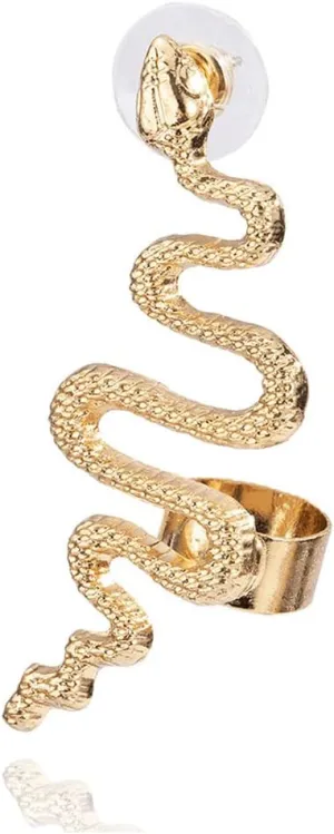 Snake Ear Clip Non Piercinng Earrings Fake Cartilage Clip on Open Wrap Hoop Fashion Vintage Earrings Jewelry for Women and 1Pcs