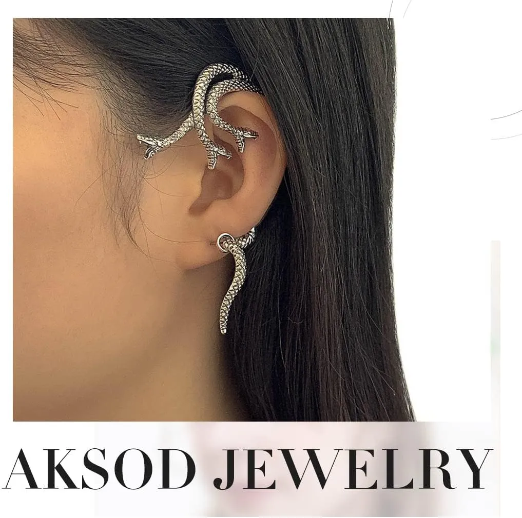 Snake Ear Clip Non Piercinng Earrings Fake Cartilage Clip on Open Wrap Hoop Fashion Vintage Earrings Jewelry for Women and 1Pcs